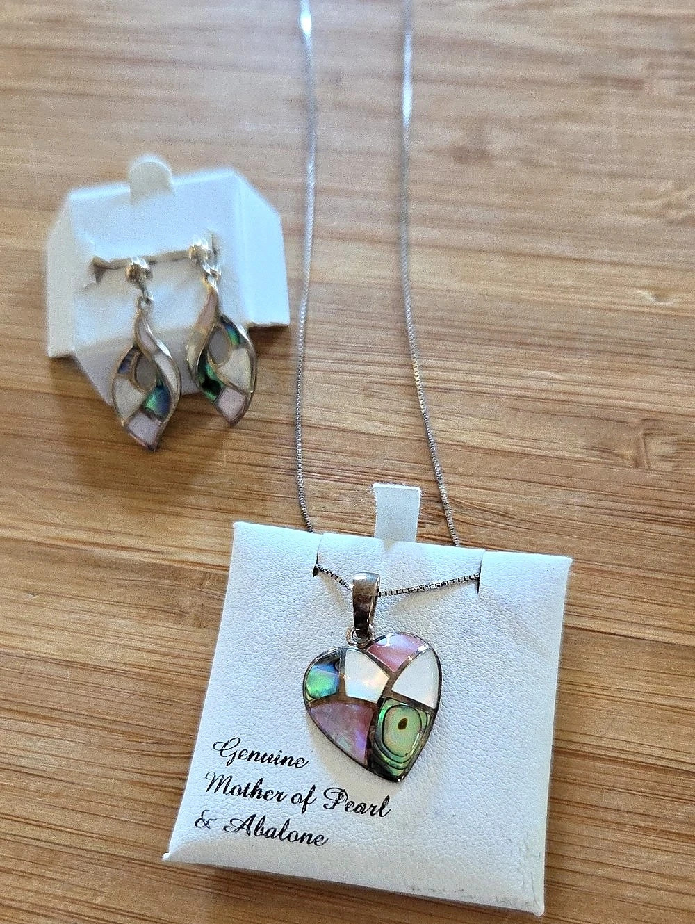 Mother of Pearl & Abalone Heart Jewelry Set
